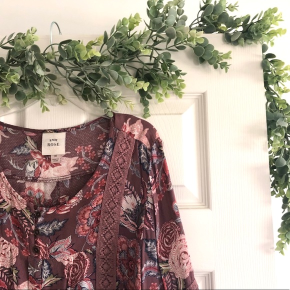 Mauve Purple Floral Long Sleeve Top - Picture 2 of 5